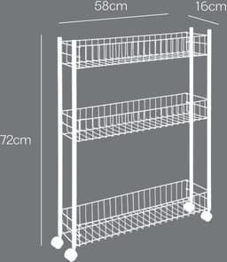 Multifunctionele wit metalen wagen 3 etages - Fino - opbergwagen 16 x 60 x 72 cm Wasmachine rek — thumbnail 2