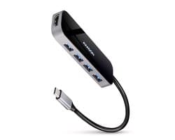 Axagon HMC-6H4A laptop dock & poortreplicator Bedraad USB 3.2 Gen 1 (3.1 Gen 1) Type-C Zwart, Grijs