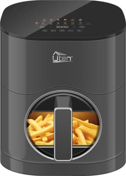 Uten Airfryer XXL 200E - Dual Blaze Technologie - Hetelucht friteuse - 5.5 liter - 14 programma's - 40ºC tot 200ºC - PFAS vrij - 2000W - Rond Venster - Grijs — thumbnail 1