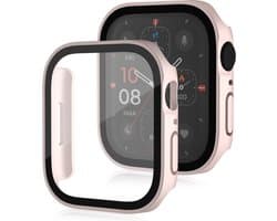 Watch case screenprotector - hoesje - gehard glas - geschikt voor Apple Series 7 / 8 / 9 met case size 45 mm - roze