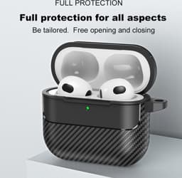 Telestore - Hoesje geschikte voor AirPods 4 - TPU carbon zwart hoesje Beschermhoes - Shockproof AirPods 4 Cover - AirPods 4 Hoesje - Geschikt voor Apple Airpods 4 - zwart - carbon TPU cover — thumbnail 4