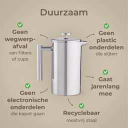 Maevory French Press Koffiemaker - Cafetière - Dubbelwandig - RVS - 350ml — thumbnail 3