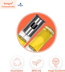 BooGoo® Olijfolie Sprayer Premium Design - RVS & Glas - 100ml - Inclusief Ebook & Accessoires - Oliefles voor Airfryer, BBQ & Bakken — thumbnail 12