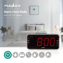 Nedis Wekkerradio - Digitale Wekker - AM / FM - Snoozefunctie - Slaaptimer - 2 Alarmen - Zwart — thumbnail 3