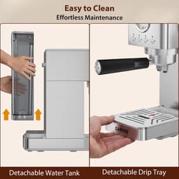 Compacte Pistonmachine met Melkopschuimer en Drukmeter - Espressomachine RVS - 1300W - Voor Espresso & Cappuccino — thumbnail 2