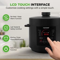 Elektrische Snelkookpan - Multicooker Pan - Snel Maaltijden Bereiden - 9 Voorgeprogrammeerde Modi - 6 Quart Capaciteit - Zwart — thumbnail 2