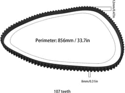 Dailygoods - Aandrijfriem - Grasmaaier riem - Rubber - 107 tanden - 856 mm omtrek - Geschikt voor Stiga 105 hatchback - Zwart — thumbnail 3