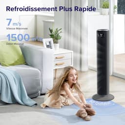 Torenventilator - Stille Ventilator - Verkoeling in Huis - 90 Graden Oscillatie - 92 cm - Grijs — thumbnail 2