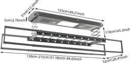Elektrisch droogrek - Wasdroger plafond - Efficiënt wassen - Met ventilatoren - 130-215 cm - Blauw — thumbnail 3