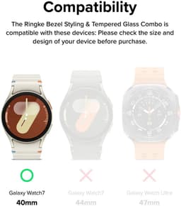 Ringke Bezel Styling + Tempered Glass Geschikt voor Samsung Galaxy Watch 7 40MM - RVS Watch Cover + Screen Protector - 40-99 Zwart — thumbnail 9