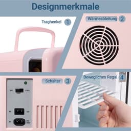 NETTLIFE Mini Koelkasten 4L - 12V/230V Auto Aansluiting - 25dB - Vrijstaand - Geschikt voor dranken cosmetica voedsel - Minikoelkast ideaal - voor in de auto - kamer - camping - kantoor - Roze — thumbnail 3