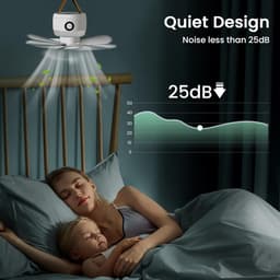LAMA Plafondventilator, campingventilator, tent, ventilator, 8000 mhA, ventilator met afstandsbediening/led/haak voor outdoor, camping, kantoor, huis, binnenplaats — thumbnail 1