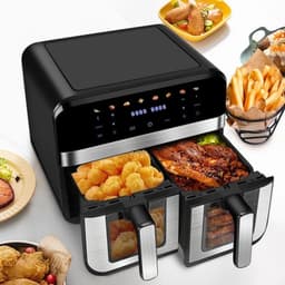 Heteluchtfriteuse – Airfryer - Airfryer Oven - 15L - Dubbele Zones - 2600W - 240V - 8 Programma’s - Dubbele Mand XL -Touch Bedieningspaneel - Kijkvenster - Zwart — thumbnail 3
