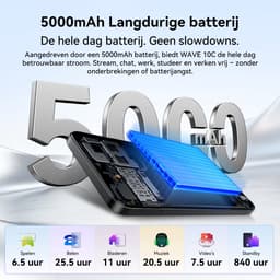 Blackview WAVE 10C Smartphone - Telefoon Dubbele Sim 4G - 6,88" HD+ IPS - 16GB(4+12) RAM - 32GB ROM - 5000 mAh - Android 16 - GPS - Zwart — thumbnail 2