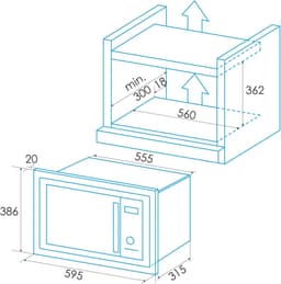 Inbouw Magnetron - Keuken Apparaat - Snel Opwarmen - Met Grillfunctie - 59.5 cm Breed - Zwart — thumbnail 2