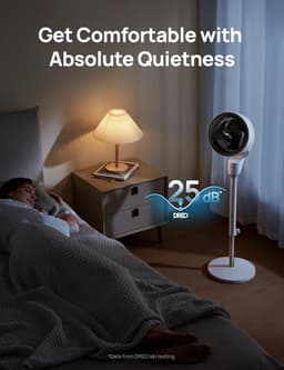 Dreo Silent Standing Fan, 1444 m³/h Air Volume Oscillating Fan, 3 Levels, 6 Hours Timer, Tower Fan with Remote Control, Air Circulation in 3 Minutes for Bedroom, Fragrance Function — thumbnail 3