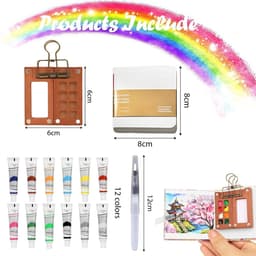 Dailygoods- Aquarelset Perfect Reisformaat - Mini-Aquarelpalet - Draagbaar Waterverfpalet - Lichtgewicht Verfdozen - 10 Stuks - Compact 6x6 cm - Verfpalet — thumbnail 3