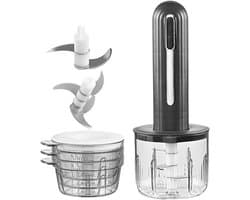 Elektrische Keukenmachine - Mini Hakker - Maaltijden Voorbereiden - USB-oplaadbaar Draadloos - 400 ml Kom - Zwart