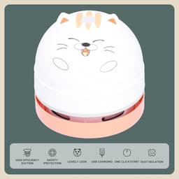 Desktop Stofzuiger - Mini Stofvanger - Bureau Schoonhouden - Schattig Dierlijk Ontwerp - USB Opladen - Kat — thumbnail 2