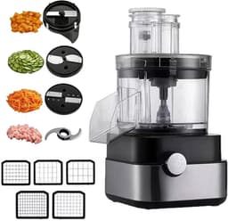 Keukenmachine - Groentesnijder Kaasrasp - Maaltijden Bereiden - 5 Liter Capaciteit - 600W Vermogen - Zilver — thumbnail 1