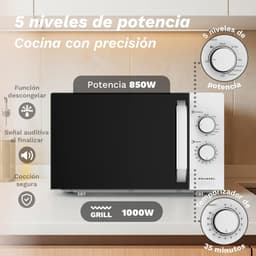Magnetron met grill - Combimagnetron Grillfunctie - Snel Eten Bereiden - 3 Combinatiemodi - 25 Liter - Wit — thumbnail 2