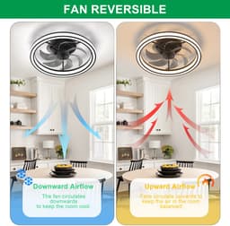 Haobosic Plafondventilator met Verlichting - 7 Transparante Bladen - 35W - Dimbare 3000-6500K - Met Afstandsbediening - Zwart - Modern Luxe - Voor Woonkamer Slaapkamer — thumbnail 5