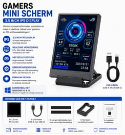 Gamers Mini Scherm – 3,5 Inch – Systeemmonitor voor Desktop – Statistieken en Temperatuurweergave – Inbouwbaar – IPS Display — thumbnail 3