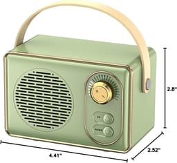Oneay Retro Bluetooth-speaker – Vintage draagbare draadloze speaker met Bluetooth 5.0, ondersteuning voor TF-kaart, USB-stick en AUX-ingang – Groen — thumbnail 8