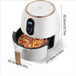 Heteluchtfriteuse - Olievrije Frituurpan - Gezond Koken - Voedselveilig Materiaal - 4 Liter - Wit — thumbnail 4