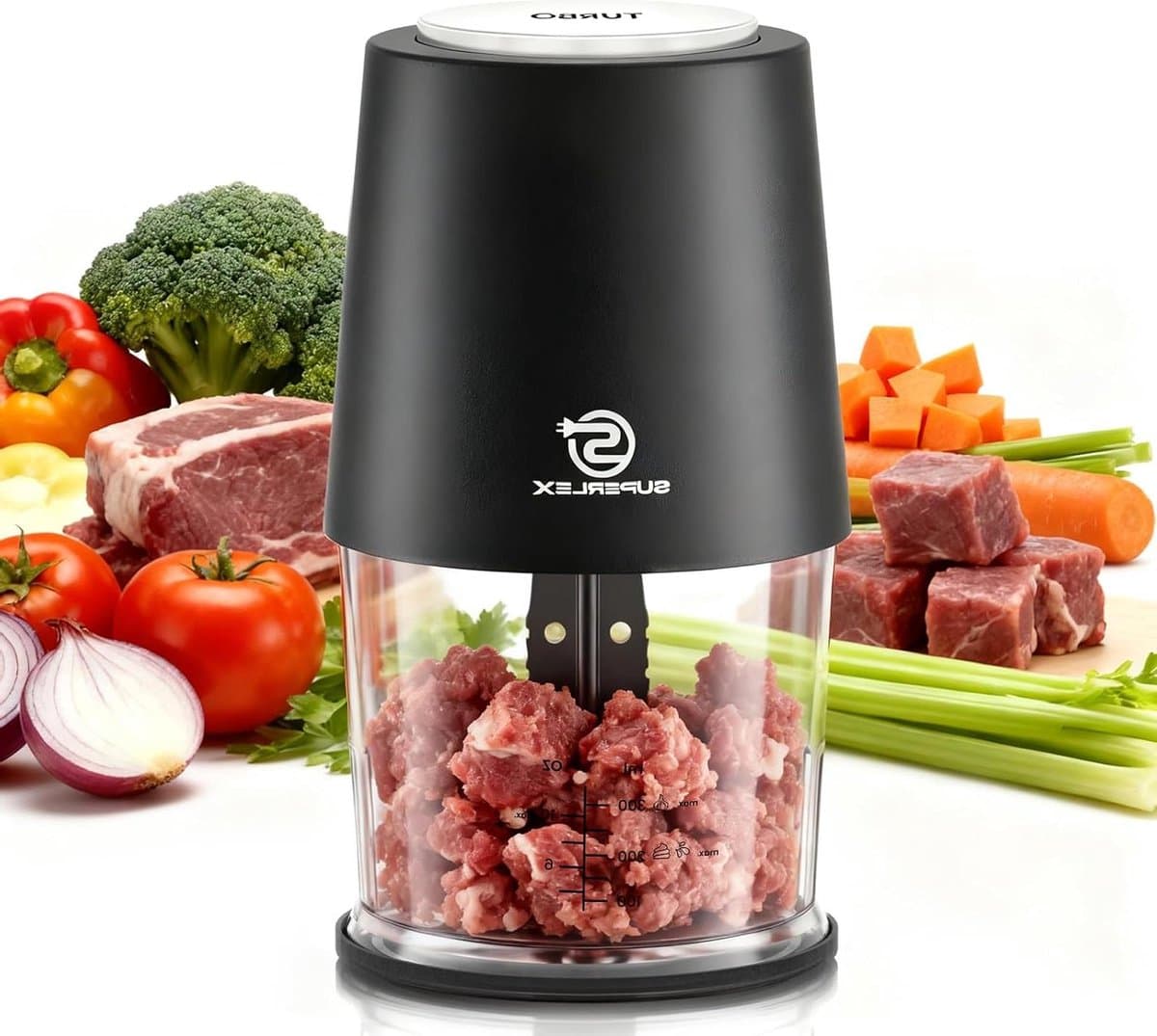 Keuken Chopper - Mini Food Processor - Snel Ingrediënten Snijden - Twee Snelheden - 500 ml - Zwart — afbeelding 1