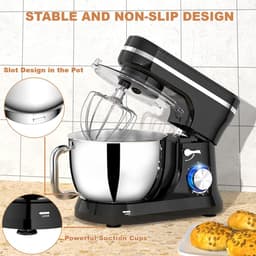 Elektrische Mixer - Keukenmachine Standmixer - Thuis Bakken - 1000W Krachtige Motor - 4.5L Kom - Zilver — thumbnail 5