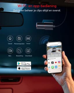 DnA® Dashcam - Dashcam Voor Auto - Dashcams - Dashcam Voor Auto Voor en Achter - Dashcam Draadloos - Zwart - 9cm x 4cm x 4cm — thumbnail 4