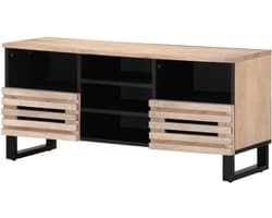 TV-kast Mangohout - Tv-meubel Media Console - Woonkamer Organisatie - Robuust Massief Hout - 100 x 34 x 46 cm