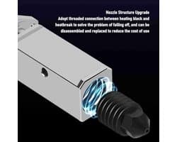 Upgrade 2.0 Verwijderbaar Hardened Steel Mondstuk Extrusion Head - Compleet Sets met 0.2mm Tempered Steel Mondstuk en 2510 Koelventilator