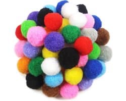50 Stuks Fluffy Pom Pompoms 30mm in Diverse Kleuren voor Creatieve DIY Knutselprojecten en Decoraties