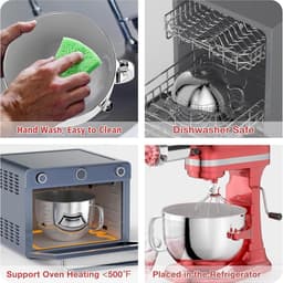 Mixer Kom - Mengkom RVS - Voedsel Bereiden - Vaatwasser Veilig - 6QT Capaciteit - Zilver — thumbnail 2