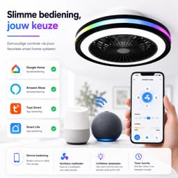 Slimme Plafondventilator met Lamp 50cm - RGB LED Verlichting - Dimbaar - App Bediening - Afstandsbediening - Google Home & Alexa - 6 Snelheden - Stille Ventilator voor Slaapkamer en Woonkamer — thumbnail 5