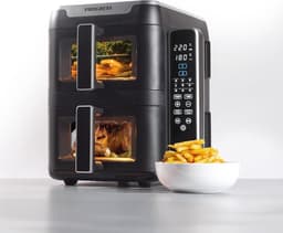 Dubbele Lade Airfryer - Verticale Airfryer - Maaltijden Bereiden - Koken op 4 Niveaus - 9L Capaciteit - Zwart — thumbnail 4