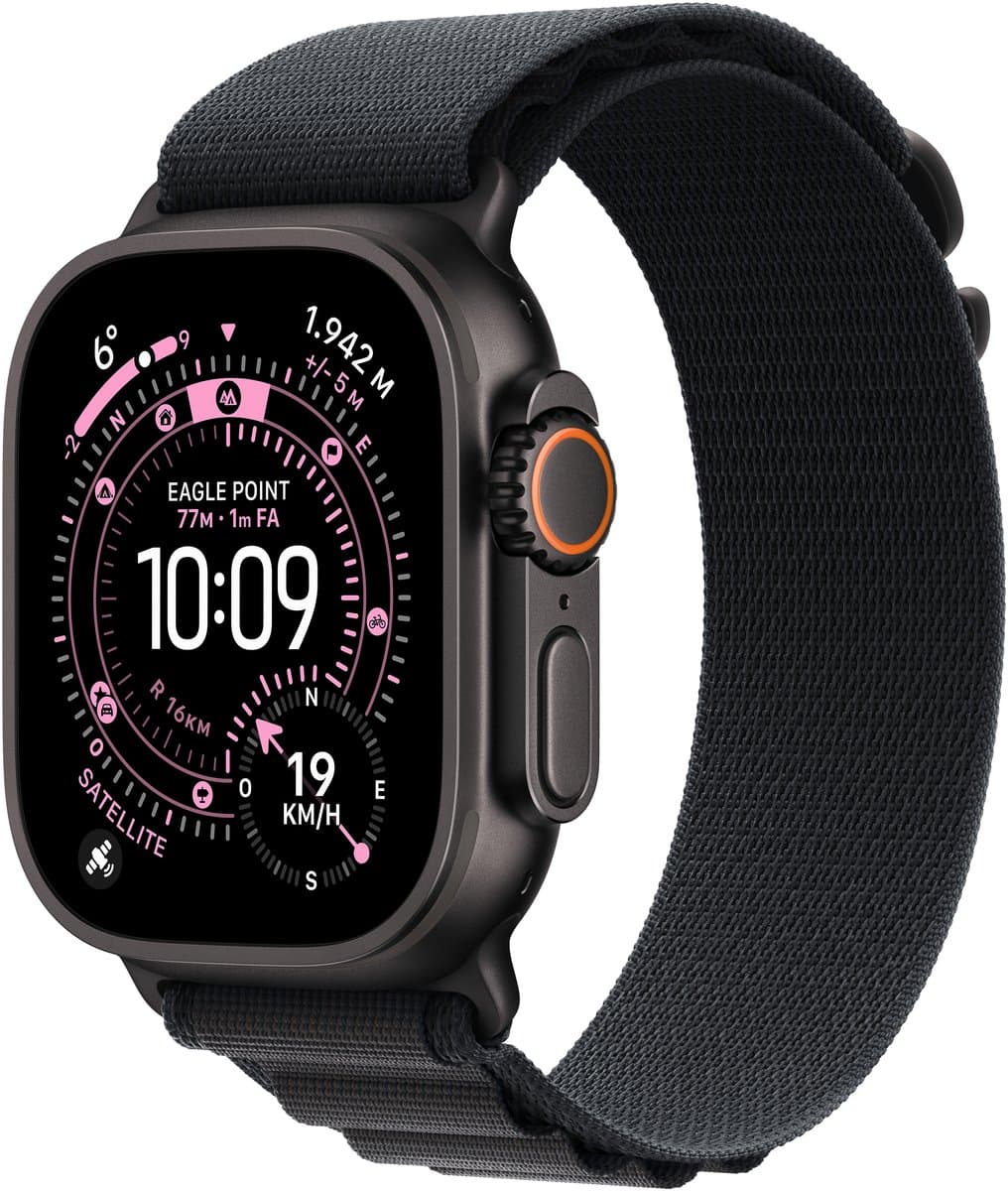 Apple Watch Ultra 3 Cellular 49mm Black Titanium Case with Black Alpine Loop - Small — afbeelding 1