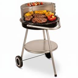 Cheqo® Houtskool Barbecue - BBQ - Houtskoolbarbecue - Ronde Barbecue - Tuinbarbecue - Houtskool Grill - BBQ op Wielen - Verrijdbare Barbecue met Onderrek - Dubbel Grillrooster - Voor Houtskool en Briketten - Voor Tuin en Camping - Zwart — thumbnail 1