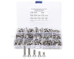 Set van 260 Stuks Platte Schroeven M4/M5/M6 - RVS Zeskantige Inbus Schroeven voor Elektronische Toepassingen en Verbindingselementen