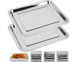 Bakplaat Pan - Airfryer Accessoire - Lucht Frituren - Vaatwasserbestendig - 2 Stuks - Roestvrij staal