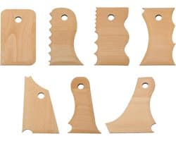 Set van 7 Pottenbakkers Gereedschappen voor Vormgeving en Afwerking van Klei, Inclusief Textuur Ribbels en Sculpting Tools