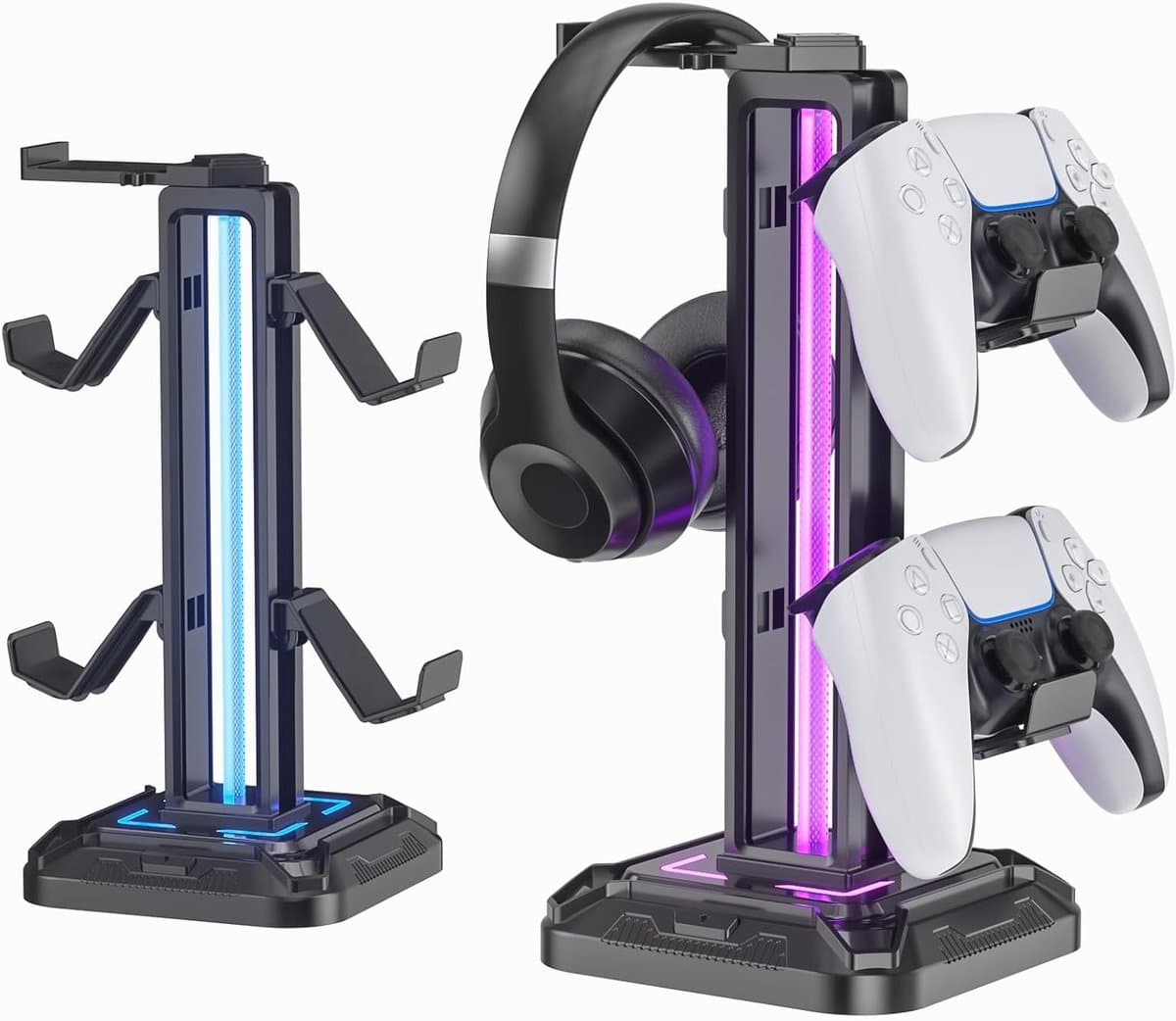 RGB Hoofdtelefoonstandaard met 9 Verlichtingsmodi - Swivel Hoofdtelefoonhouder en Afneembare Controllerhaak voor PC en Gaming Accessoires — afbeelding 1
