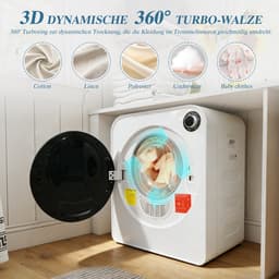 Re-purelife® wasdroger 4 kg met 4 programma's - compacte kledingdroger van roestvrij staal en PCM-behuizing - stapelbare droogtrommel met koelfunctie en wandmontage - wit 49,5 × 41,5 × 59,5 cm — thumbnail 11