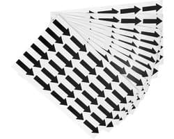 Set van 20 Kleine Pijl Stickers 1.2 x 0.4 cm PVC Plaklabels voor Stroomrichting, Defectmarkering en Kwaliteitscontrole, Zwart