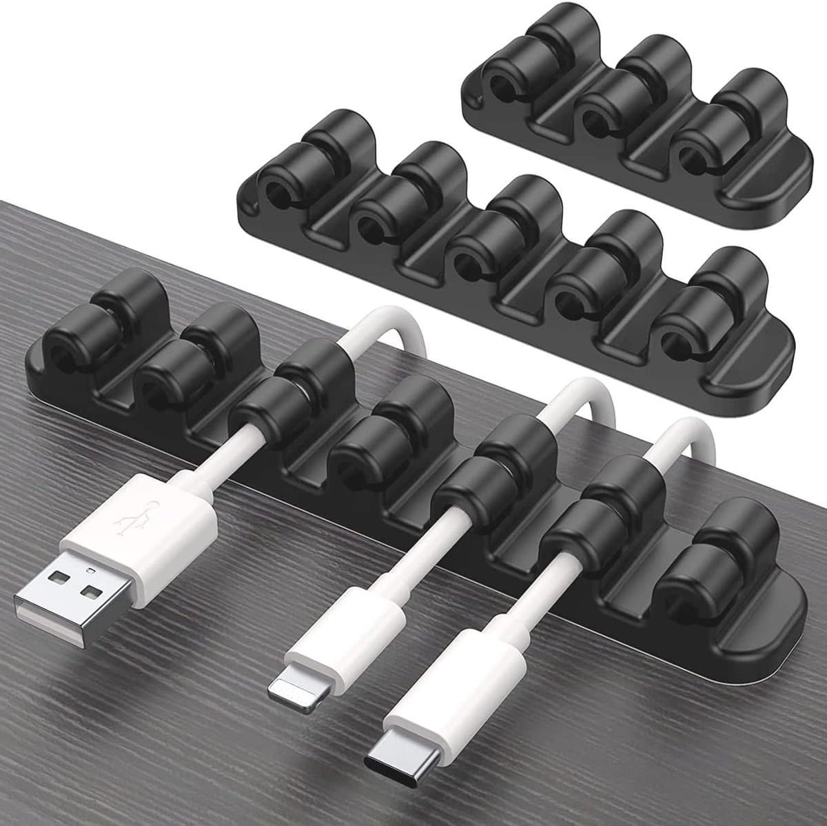 Kabelhouder Clips 3-Pack - Zelfklevende Siliconen Kabelclips voor USB Opladen en Kabelbeheer - Duurzame Oplossing voor Kabelorganisatie — afbeelding 1