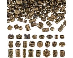 360 Stuks 24 Stijlen Tibetaanse Legering Spacer Kralen, Antiek Brons Kralen voor Sieraden, Grote Gat Kralen voor Creatief Ontwerpen, Gat: 1-3mm