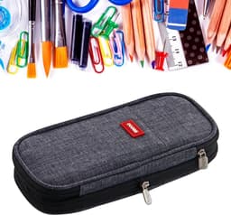 Grote Etui met Hoge Capaciteit van Canvas, Met Rits en Vakken voor School en Kantoor Benodigdheden — thumbnail 5