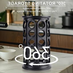 Organizer voor Koffiecups - Draaiende Houder voor 40 Koffiepads, Plastic Opbergoplossing voor Thuis, Kantoor en Keuken (Zwart) — thumbnail 3